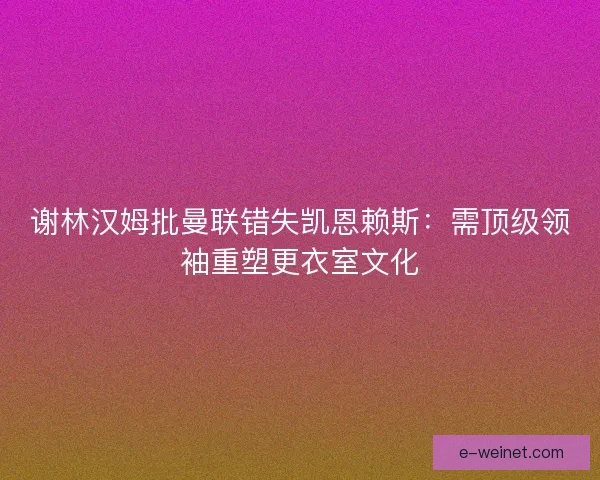 谢林汉姆批曼联错失凯恩赖斯：需顶级领袖重塑更衣室文化